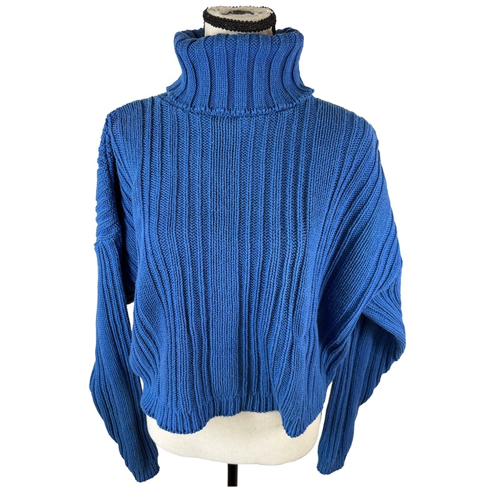 Vintage Moda International Ribbed Turtleneck Sweater | 90s Y2K Cotton Knit